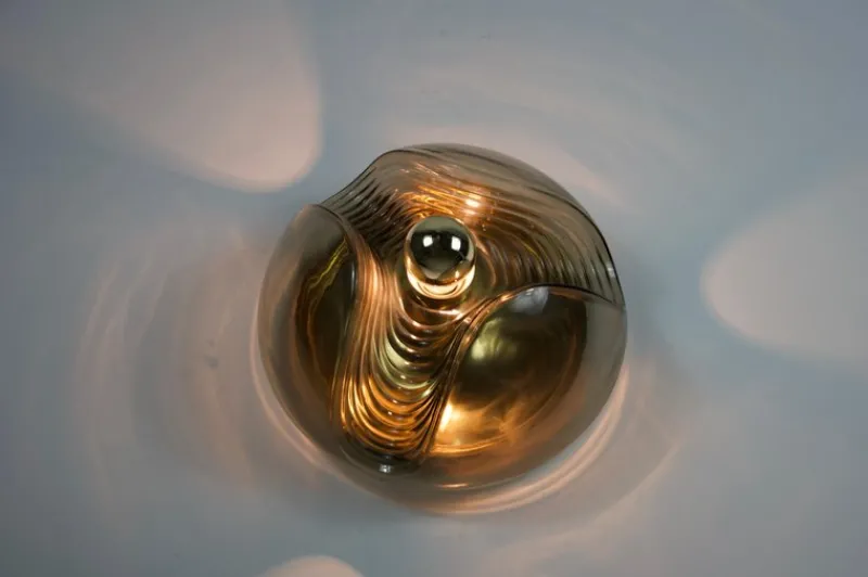 Pamono Amber Glass Flush Mount by Koch & Lowy for Peill and Putzler, 1960s> Ceiling Lights