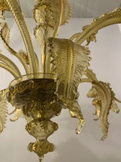 Clearance Pamono Amber Murano Glass Chandelier with Flowers and Leaves from Simoeng