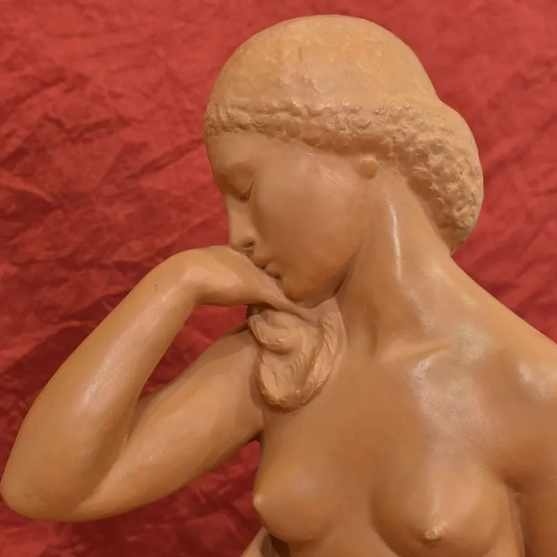Pamono Amedeo Gennarelli / Ortis, Art Deco Nude Sculpture of Young Woman, 20th Century, Terracotta> Art Deco