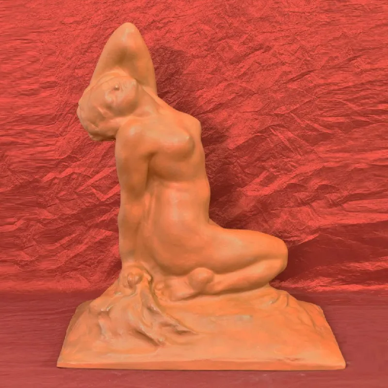 Pamono Amedeo Gennarelli, Art Deco Nude of Young Woman, 20th Century, Terracotta> Art Deco