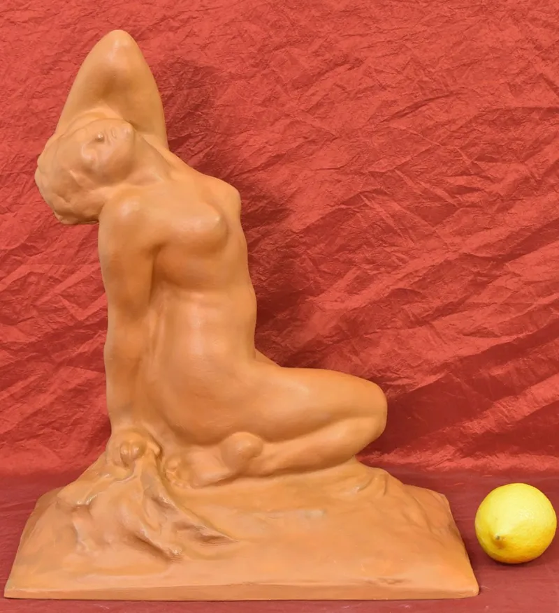 Pamono Amedeo Gennarelli, Art Deco Nude of Young Woman, 20th Century, Terracotta> Art Deco