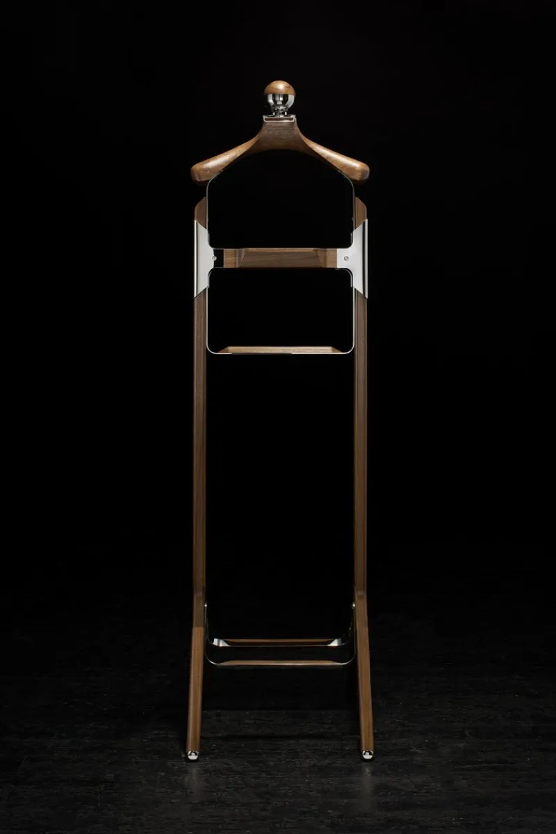 Sale Pamono American Black Walnut & Polished Stainless Steel Permanent Style Valet Stand by Honorific