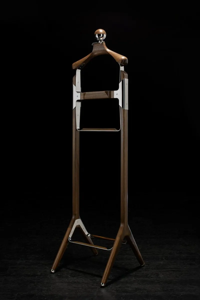 Sale Pamono American Black Walnut & Polished Stainless Steel Permanent Style Valet Stand by Honorific