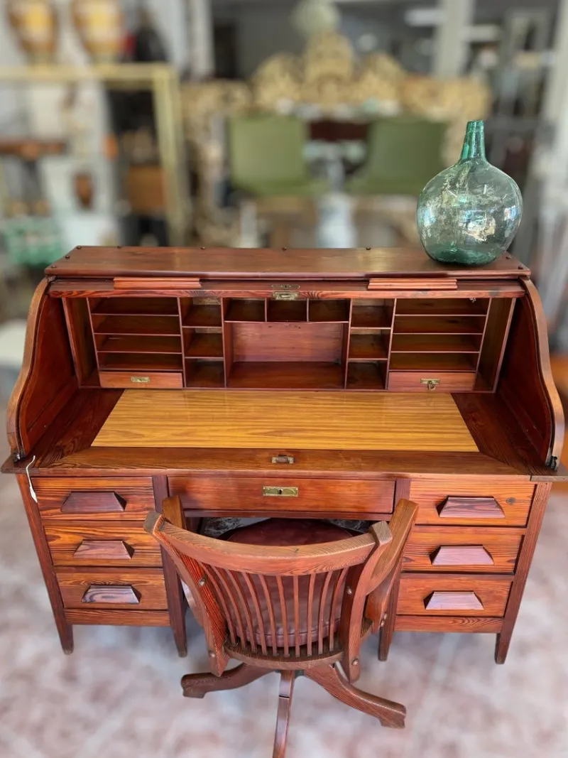 New Pamono American Bureau Desk with Blinds