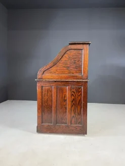 Pamono American Oak Roll-Top Desk, Czechoslovakia, 1930s><noscript><img width=