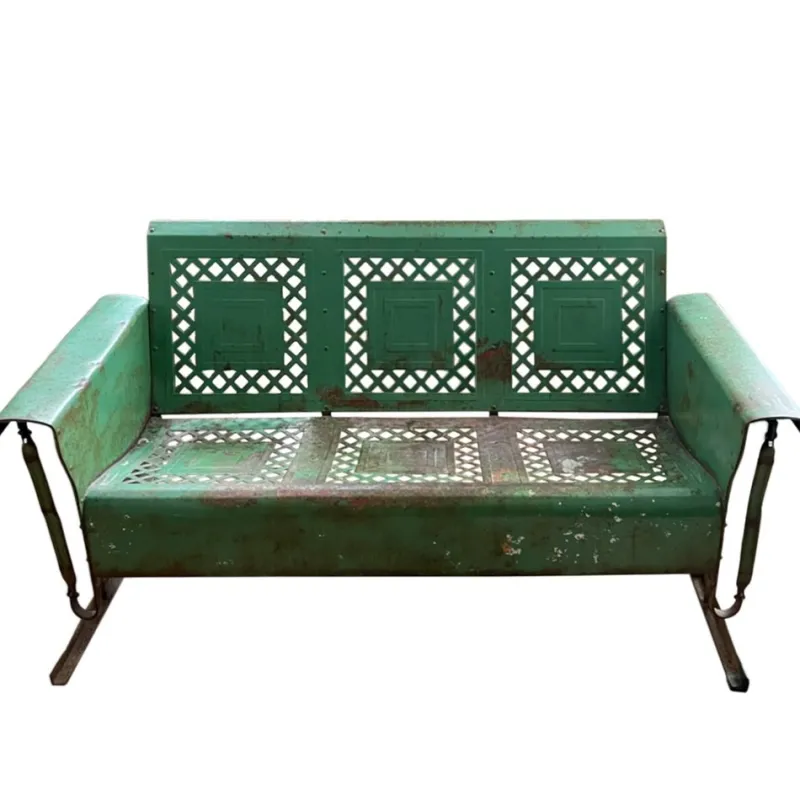 Pamono American Porch Glider with Original Green Paint by Bunting, 1950s> Benches