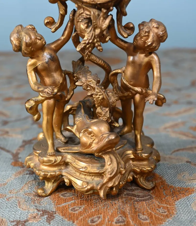 Discount Pamono American Rococo Style Gilt Mantel Clock with Cherub, 1920s