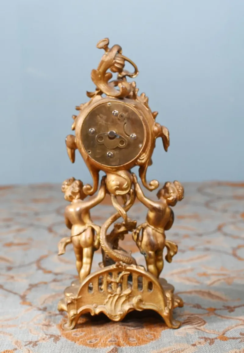 Discount Pamono American Rococo Style Gilt Mantel Clock with Cherub, 1920s