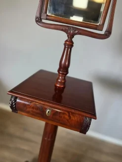 Pamono American Victorian Gentleman's Shaving Vanity Mirror with Stand in Mahogany, 1909><noscript><img width=