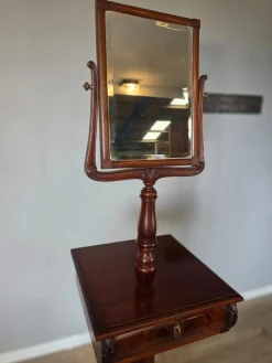 Pamono American Victorian Gentleman's Shaving Vanity Mirror with Stand in Mahogany, 1909><noscript><img width=
