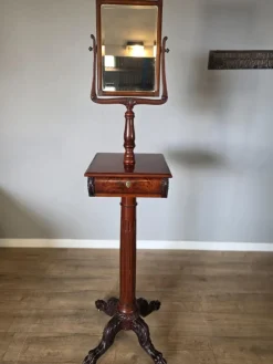 Pamono American Victorian Gentleman's Shaving Vanity Mirror with Stand in Mahogany, 1909><noscript><img width=