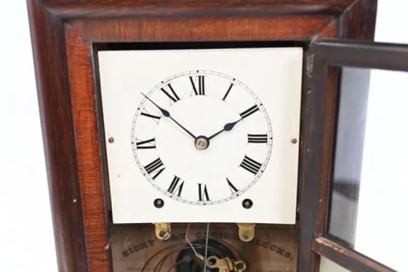 Pamono American Wall Clock with Painted Panel 8 Day Double Barrel Movement> Clocks