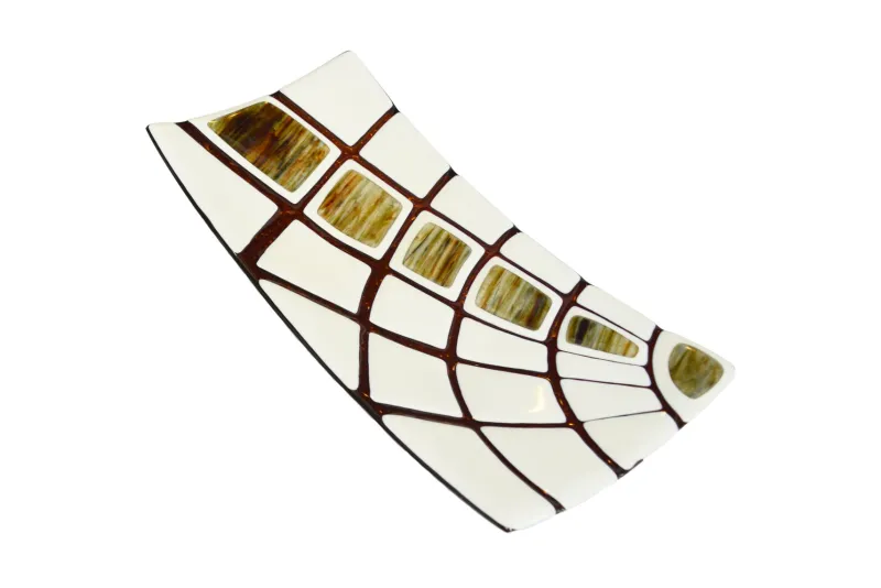 Pamono Amethyst & Aventurine Ivory Murano Glass Jurassico R40 Plate by Stefano Birello for VéVé Glass> Decorative Plates