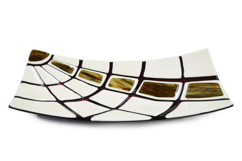 Pamono Amethyst & Aventurine Ivory Murano Glass Jurassico R40 Plate by Stefano Birello for VéVé Glass> Decorative Plates
