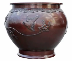 Pamono Ancient Japanese Bronze Planter, 1890s><noscript><img width=