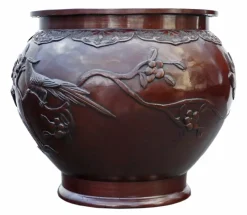 Pamono Ancient Japanese Bronze Planter, 1890s><noscript><img width=