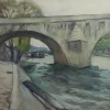 Sale Pamono André Fidrit, Le Pont Royal in Paris, 1900, Watercolor