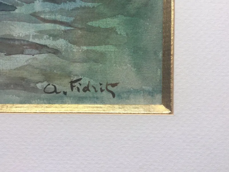 Sale Pamono André Fidrit, Le Pont Royal in Paris, 1900, Watercolor