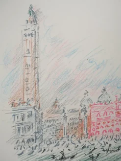 Hot Pamono André Masson, Venice, Gondolas and Saint Mark, Original Signed Pastel