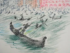 Hot Pamono André Masson, Venice, Gondolas and Saint Mark, Original Signed Pastel
