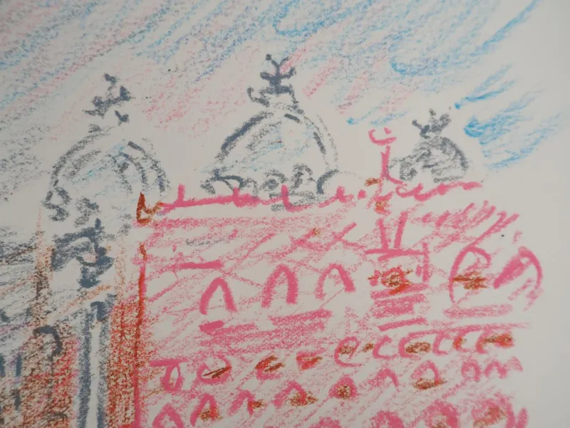 Hot Pamono André Masson, Venice, Gondolas and Saint Mark, Original Signed Pastel
