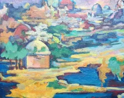 Pamono Andre Boureau after Othon Freize, Fauvist Algeria, 1920s-1940s, Oil on Board, Framed><noscript><img width=