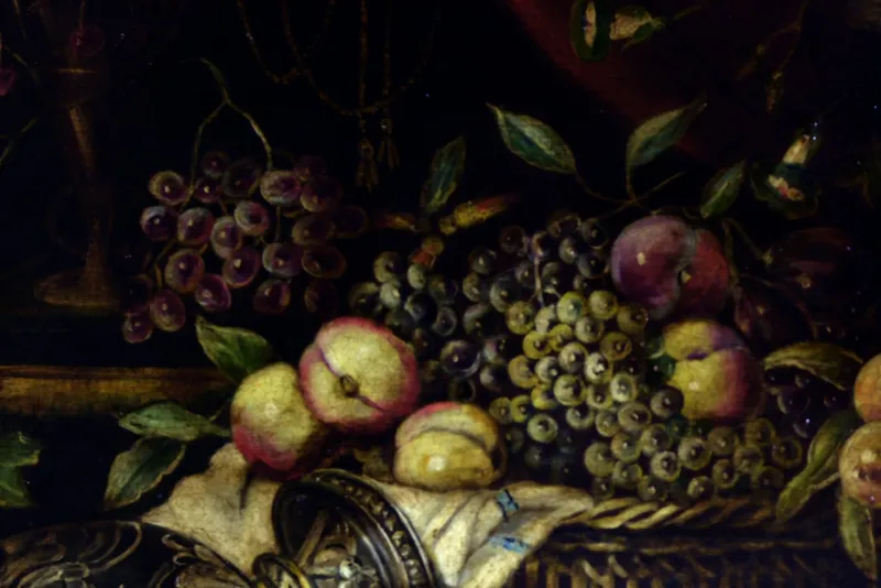 Pamono Andrea Marinell, Large Still Life with Fruits, Oil on Canvas, 1980s, Framed> Classical