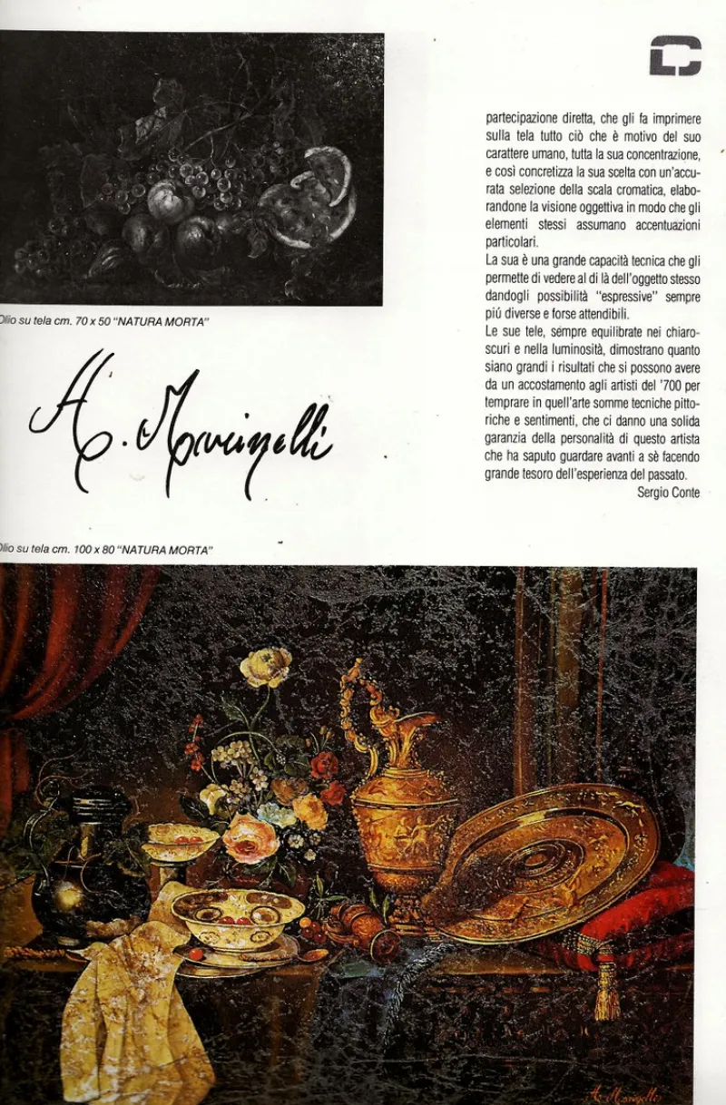 Pamono Andrea Marinell, Large Still Life with Fruits, Oil on Canvas, 1980s, Framed> Classical