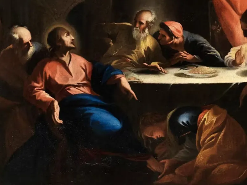 Pamono Andrea Pozzo, Christ in the House of Simon the Pharisee, Oil on Canvas, 17th Century, Framed> Old Masters