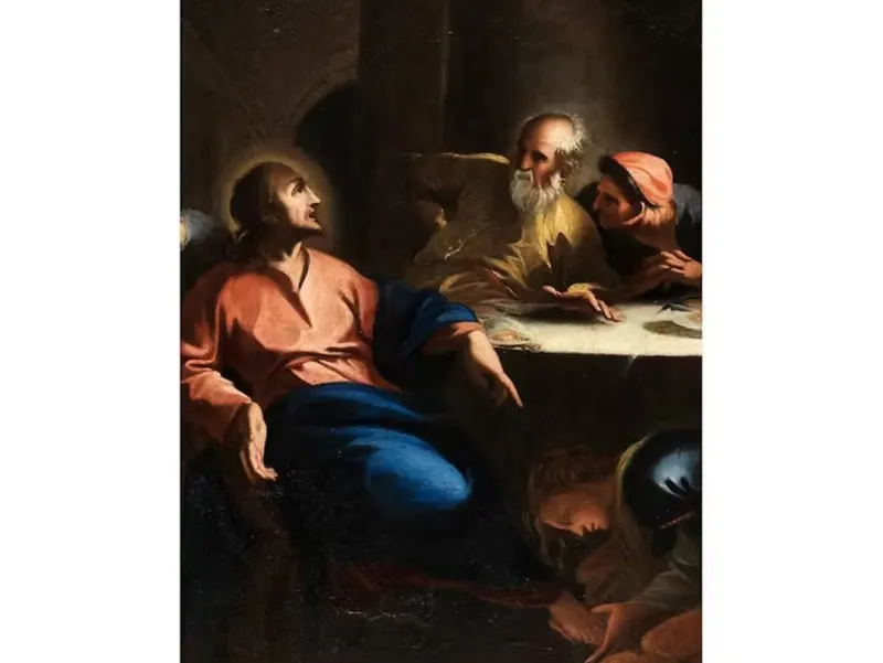 Pamono Andrea Pozzo, Christ in the House of Simon the Pharisee, Oil on Canvas, 17th Century, Framed> Old Masters