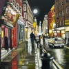New Pamono Angela Wakefield Modern Impressionist Painting of Soho London at Night by Urban Landscape Artist, 2010