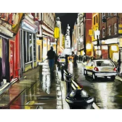New Pamono Angela Wakefield Modern Impressionist Painting of Soho London at Night by Urban Landscape Artist, 2010