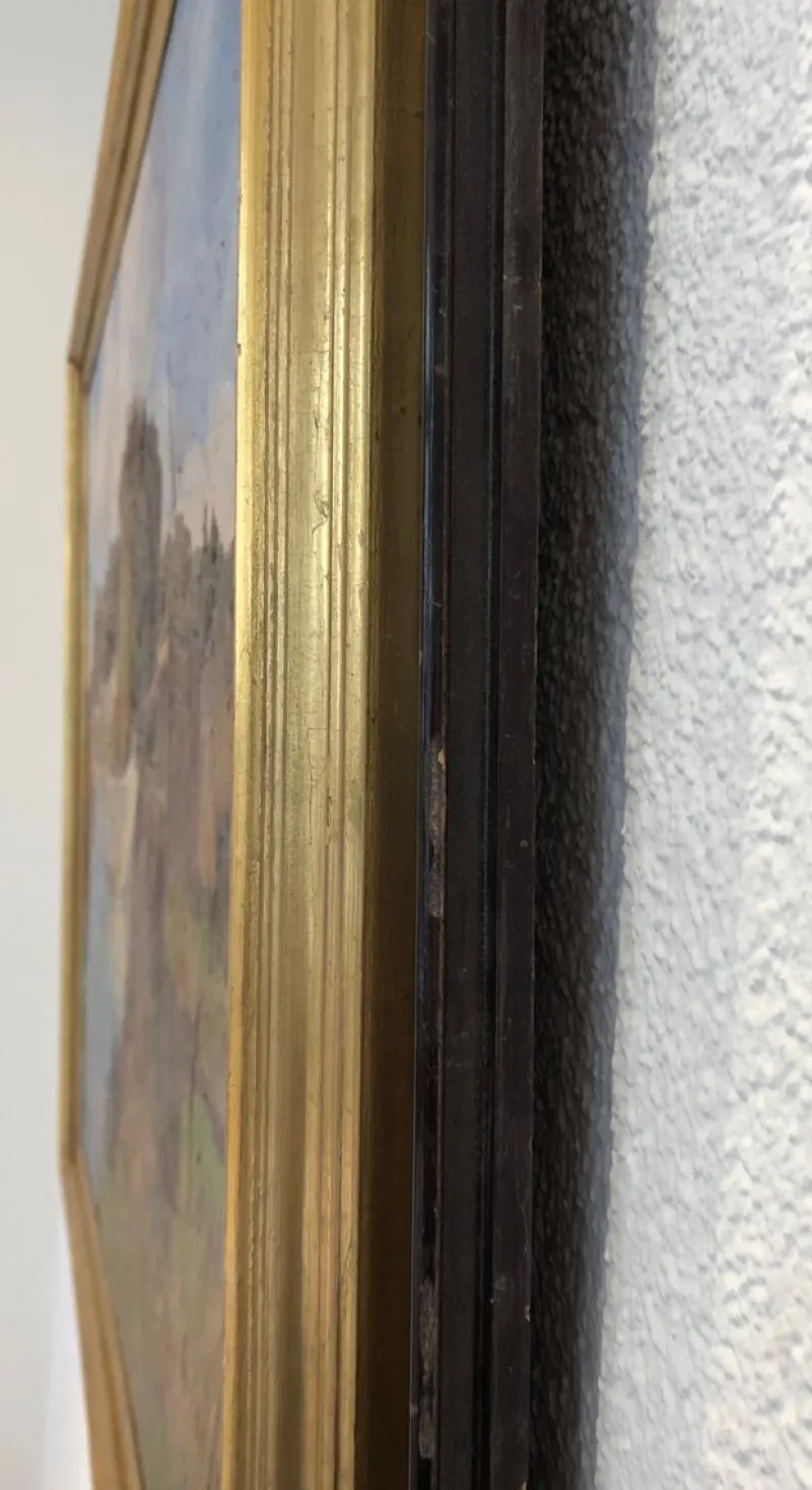 Outlet Pamono Angiolo Volpe, Livorno Retoni Sull Arnaccio, Oil on Canvas, Framed