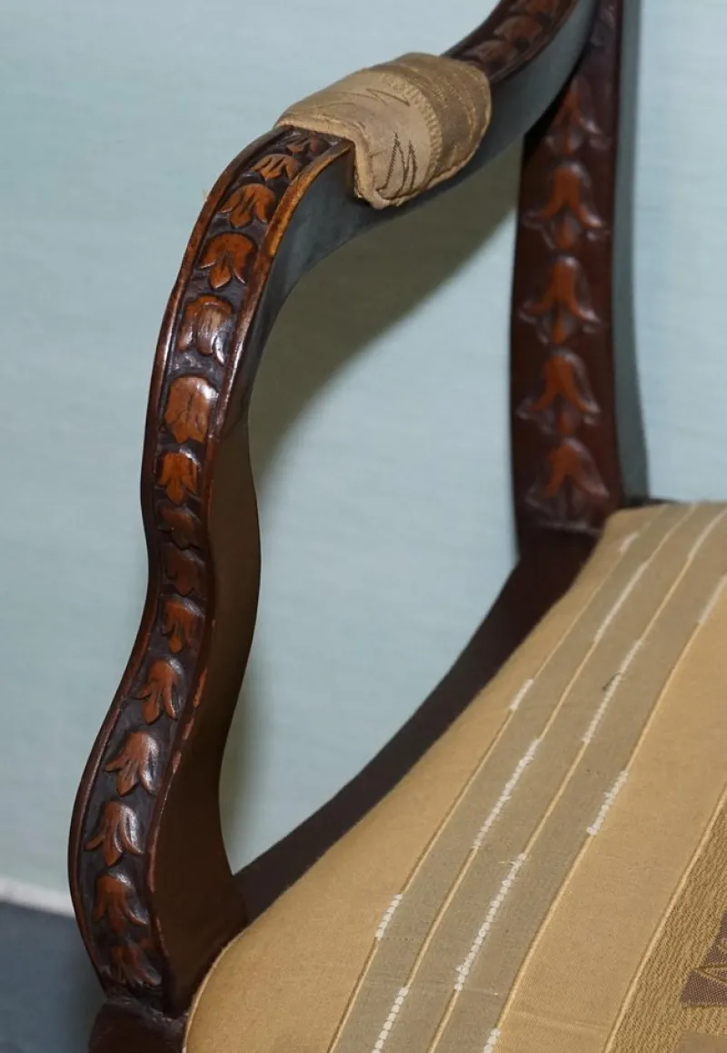 New Pamono Anglo Indian Wooden Heavily Carved Armchair