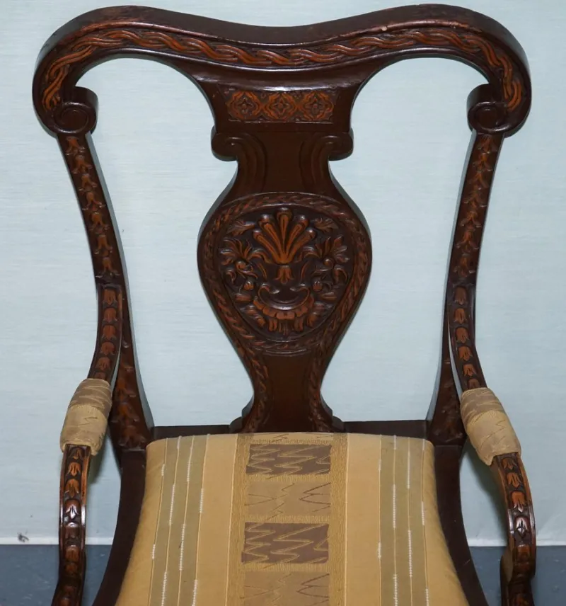New Pamono Anglo Indian Wooden Heavily Carved Armchair