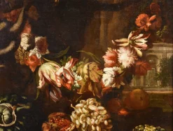 Pamono Aniello Ascione, Still Life with Flowers & Fruit, 1690, Oil on Canvas, Framed><noscript><img width=