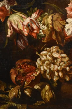 Pamono Aniello Ascione, Still Life with Flowers & Fruit, 1690, Oil on Canvas, Framed><noscript><img width=
