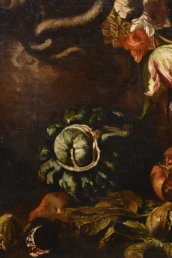 Pamono Aniello Ascione, Still Life with Flowers & Fruit, 1690, Oil on Canvas, Framed><noscript><img width=