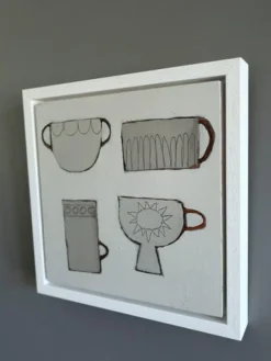 Pamono Annemarie Derrick, Limited Cups Mini Still Life, 2020s, Acrylic Painting, Framed