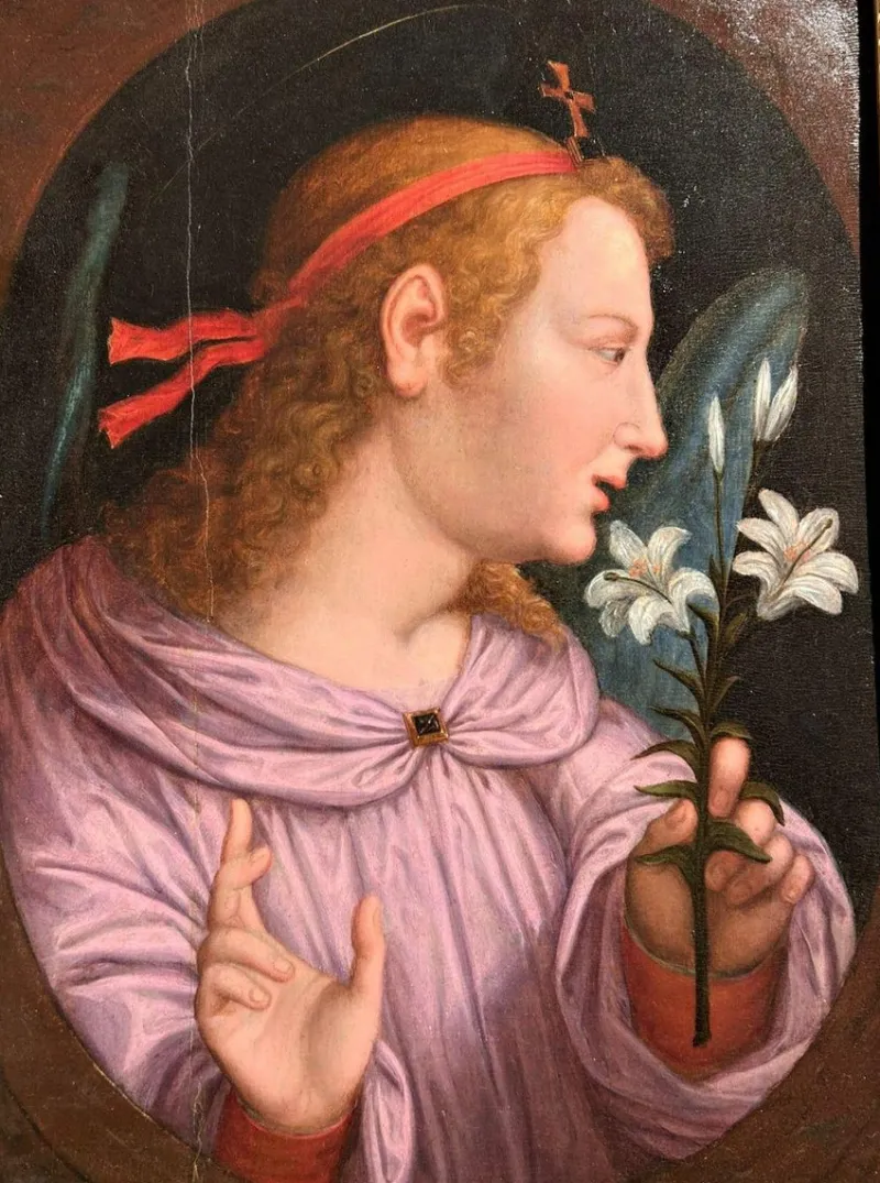 Online Pamono Announcing Angel, 1520s, Oil on Panel