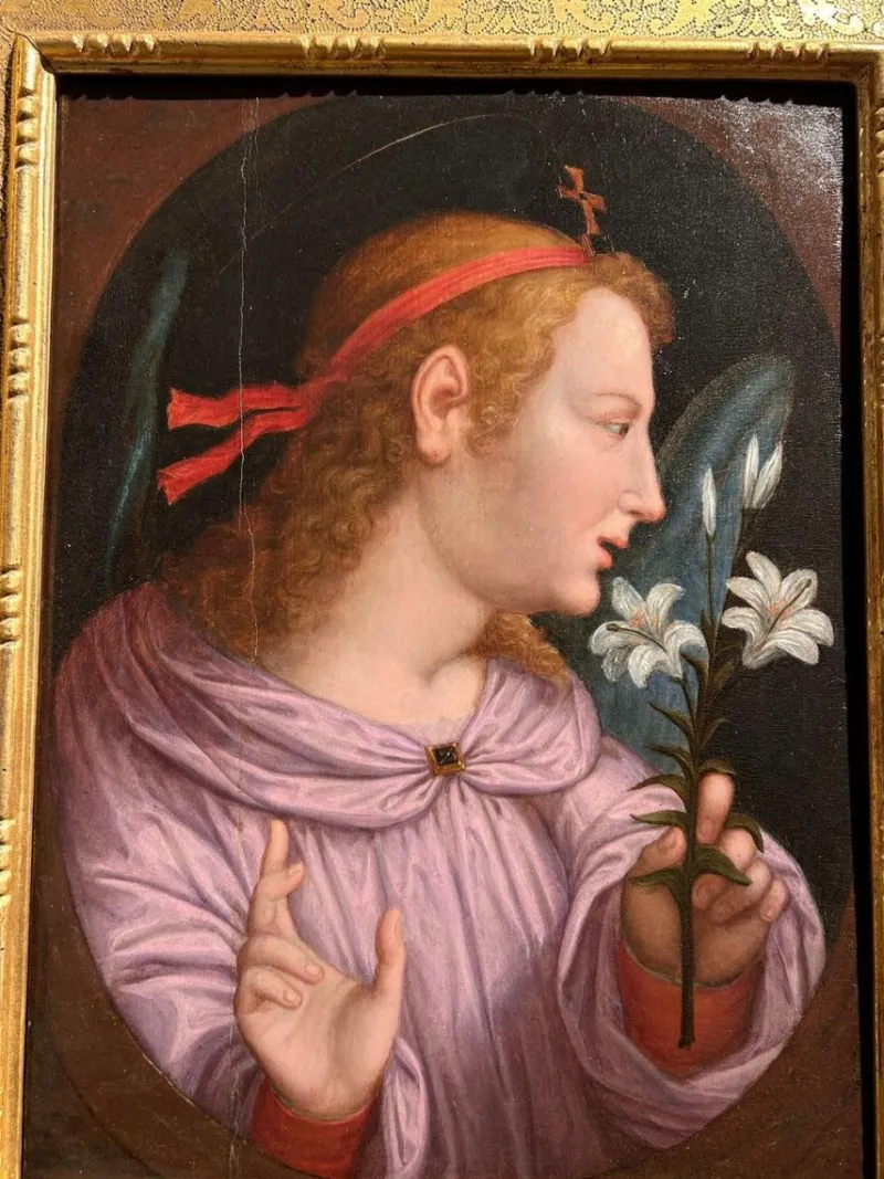 Online Pamono Announcing Angel, 1520s, Oil on Panel