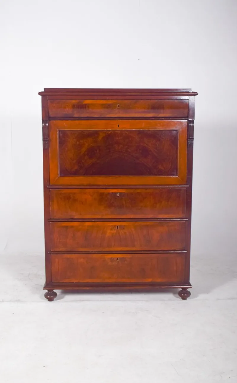 Pamono Antique Abattant Cabinet with Large Drawers, 1890s> Secretaires