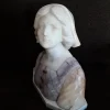 Pamono Antique Alabaster, Soapstone and Bronze Bust of Maiden on White Marble Base by Gustave van Vaerenbergh> Art Nouveau