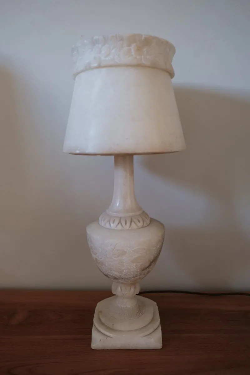 Pamono Antique Alabaster Table Lamp with Alabaster Shade> Table Lamps