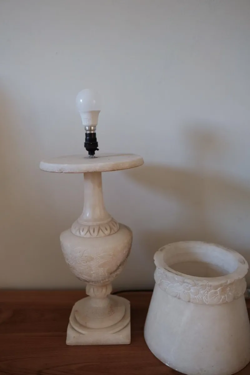 Pamono Antique Alabaster Table Lamp with Alabaster Shade> Table Lamps