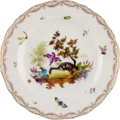 Hot Pamono Antique and Meissen Porcelain Plate with Hand-Painted Birds and Insects