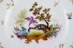 Hot Pamono Antique and Meissen Porcelain Plate with Hand-Painted Birds and Insects