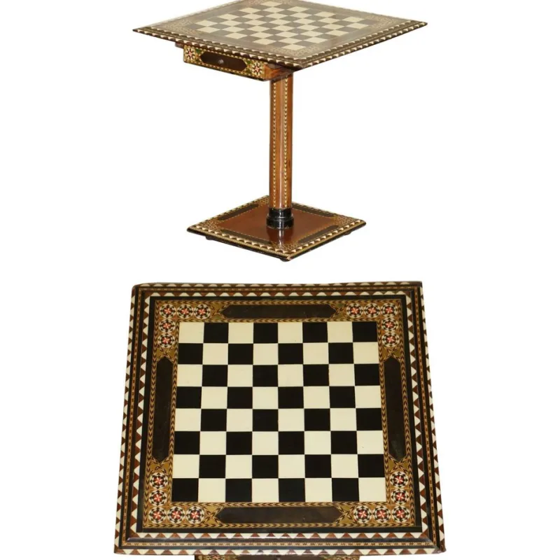 Online Pamono Antique Anglo Indian Chess Board Games Table, 1920s