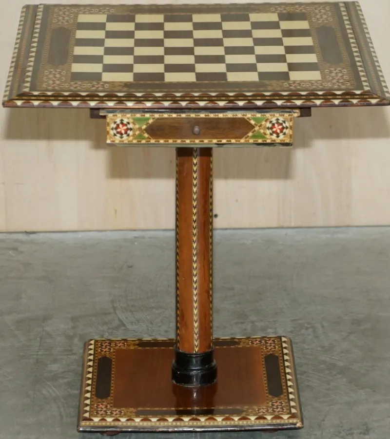 Online Pamono Antique Anglo Indian Chess Board Games Table, 1920s