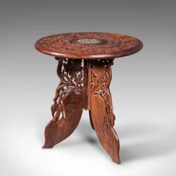 Clearance Pamono Antique Anglo-Indian Fold Away Circular Side Table